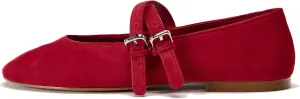 Womens Leopard Print Ballet Flats Round Toe Double Strap Casual Ballerina Shoes Comfortable Red Mary Jane Flat for Women