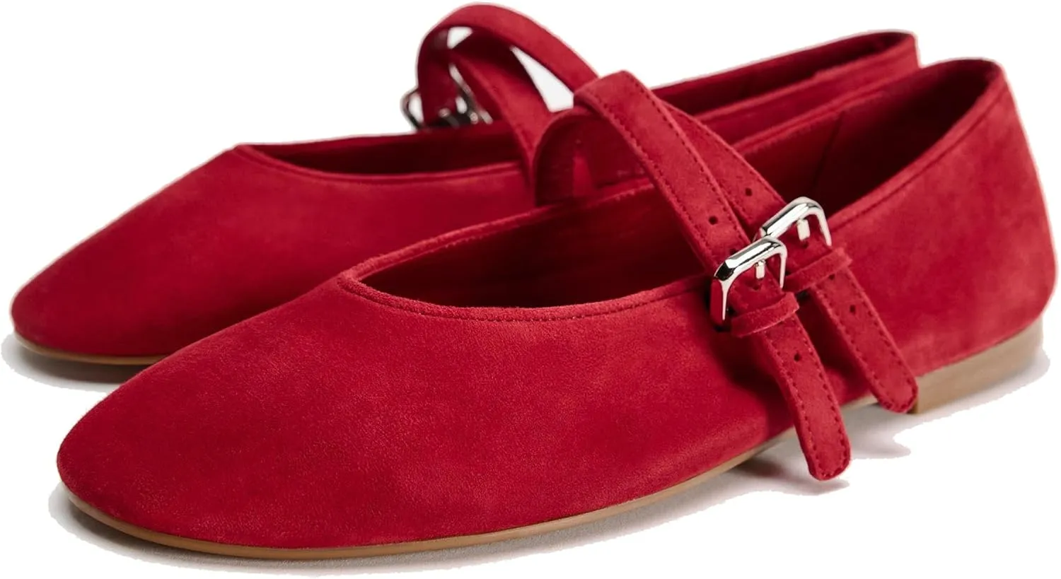 Womens Leopard Print Ballet Flats Round Toe Double Strap Casual Ballerina Shoes Comfortable Red Mary Jane Flat for Women