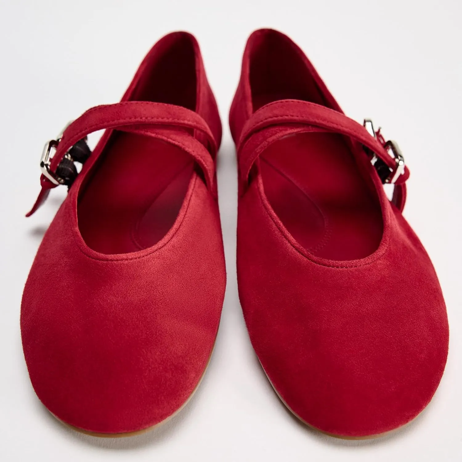 Womens Leopard Print Ballet Flats Round Toe Double Strap Casual Ballerina Shoes Comfortable Red Mary Jane Flat for Women