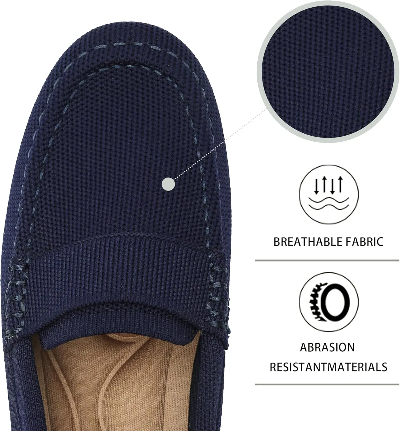 Women's Lightweight Knitted Loafers Casual Flat Shoes Comfortable Boat Shoes Flat Bottomed Breathable Shoes