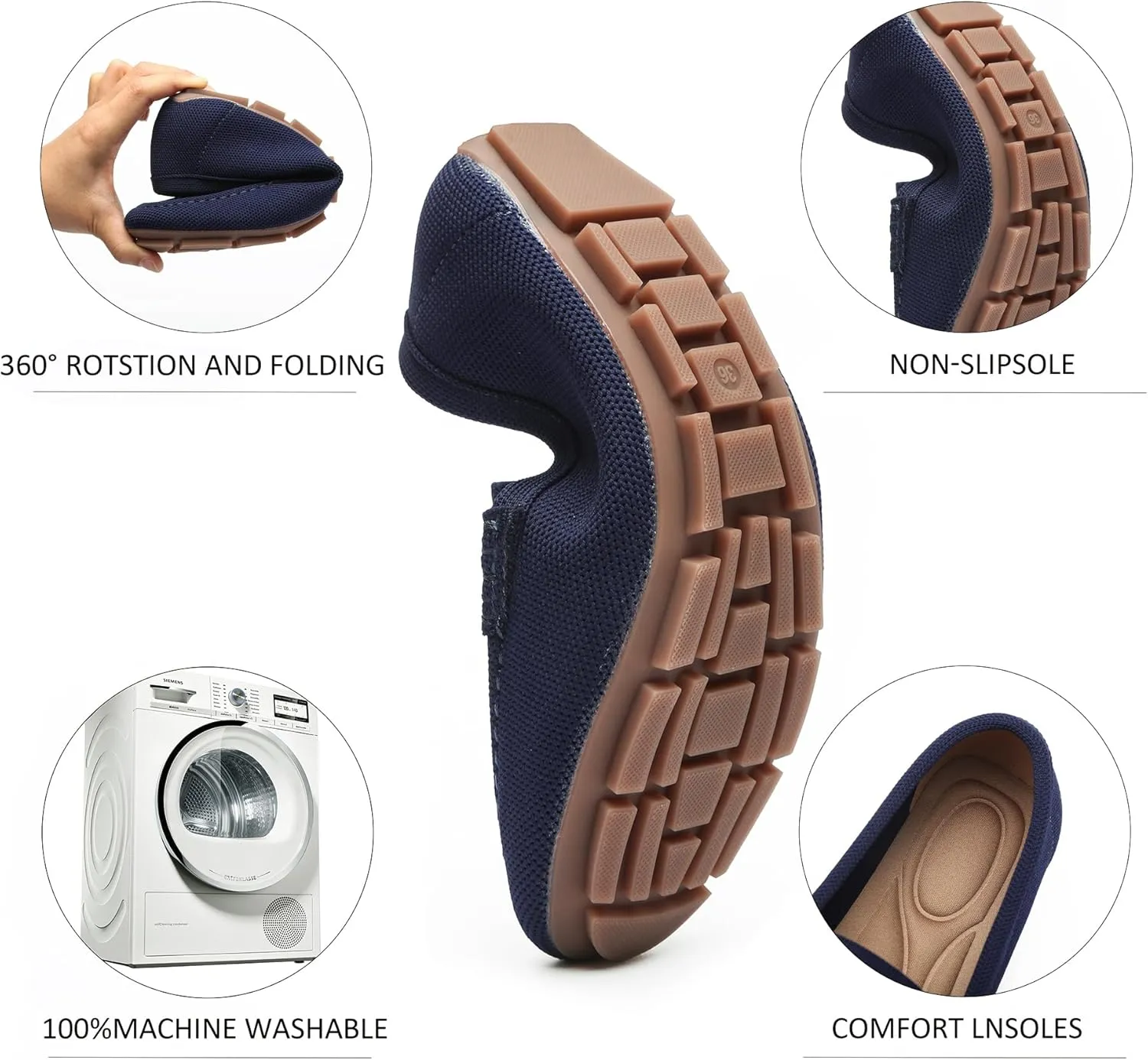 Women's Lightweight Knitted Loafers Casual Flat Shoes Comfortable Boat Shoes Flat Bottomed Breathable Shoes