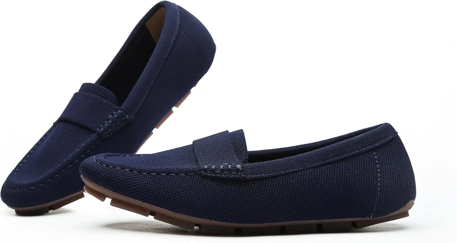 Women's Lightweight Knitted Loafers Casual Flat Shoes Comfortable Boat Shoes Flat Bottomed Breathable Shoes