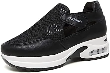 Womens Low Cut Slip On Sneakers Cut Out Walking Flats Loafers Breathable Wedge Platform Sneakers Workout Running Shoes