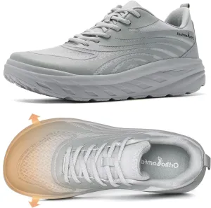 Women's Orthopedic Diabetic Wide Walking Shoes: Comfortable Orthotic Arch Support Plantar Fasciitis Neuropathy Flat Feet Sneakers, Adjustable Bunions Recovery Outdoor Tennis Shoes Gray Size 8.5