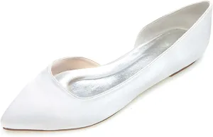 Women's Pointy Toe Satin Flat Shoes Comfortable Closed Toe Work,Slip On Ballet Flat Comfortable Dress Shoes Walking