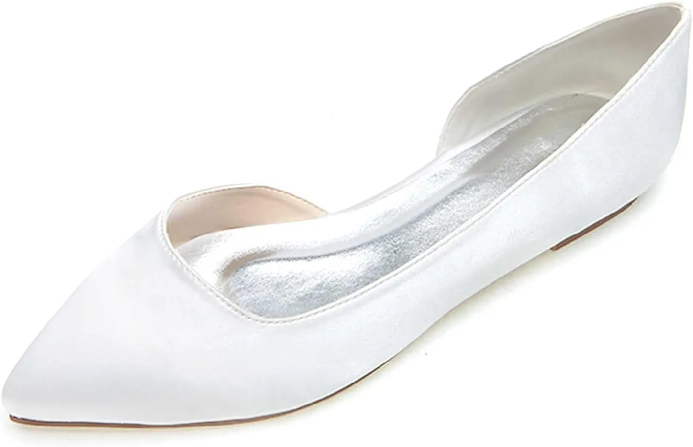 Women's Pointy Toe Satin Flat Shoes Comfortable Closed Toe Work,Slip On Ballet Flat Comfortable Dress Shoes Walking