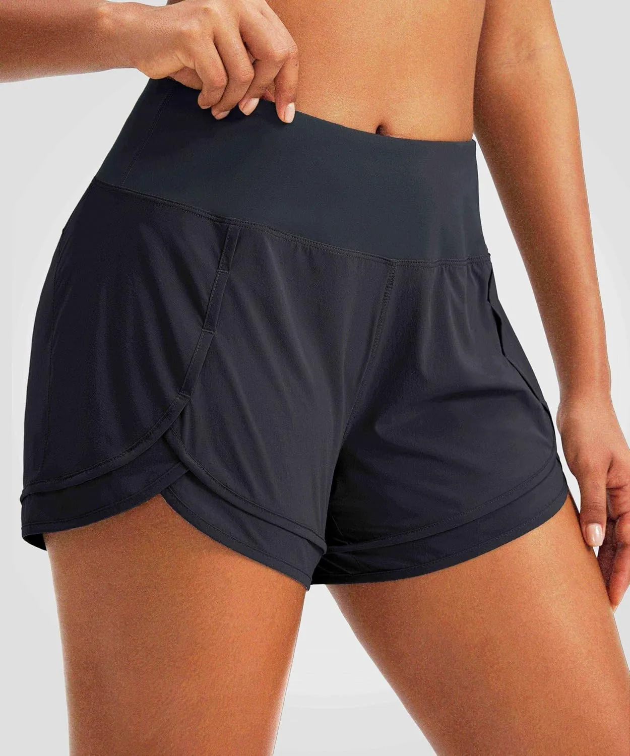 Women's Running Shorts High Waisted Quick-Dry 3 Inch Gym Workout Athletic Shorts for Women with Zipper Pocket