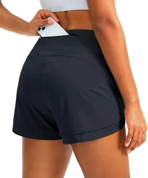 Women's Running Shorts High Waisted Quick-Dry 3 Inch Gym Workout Athletic Shorts for Women with Zipper Pocket
