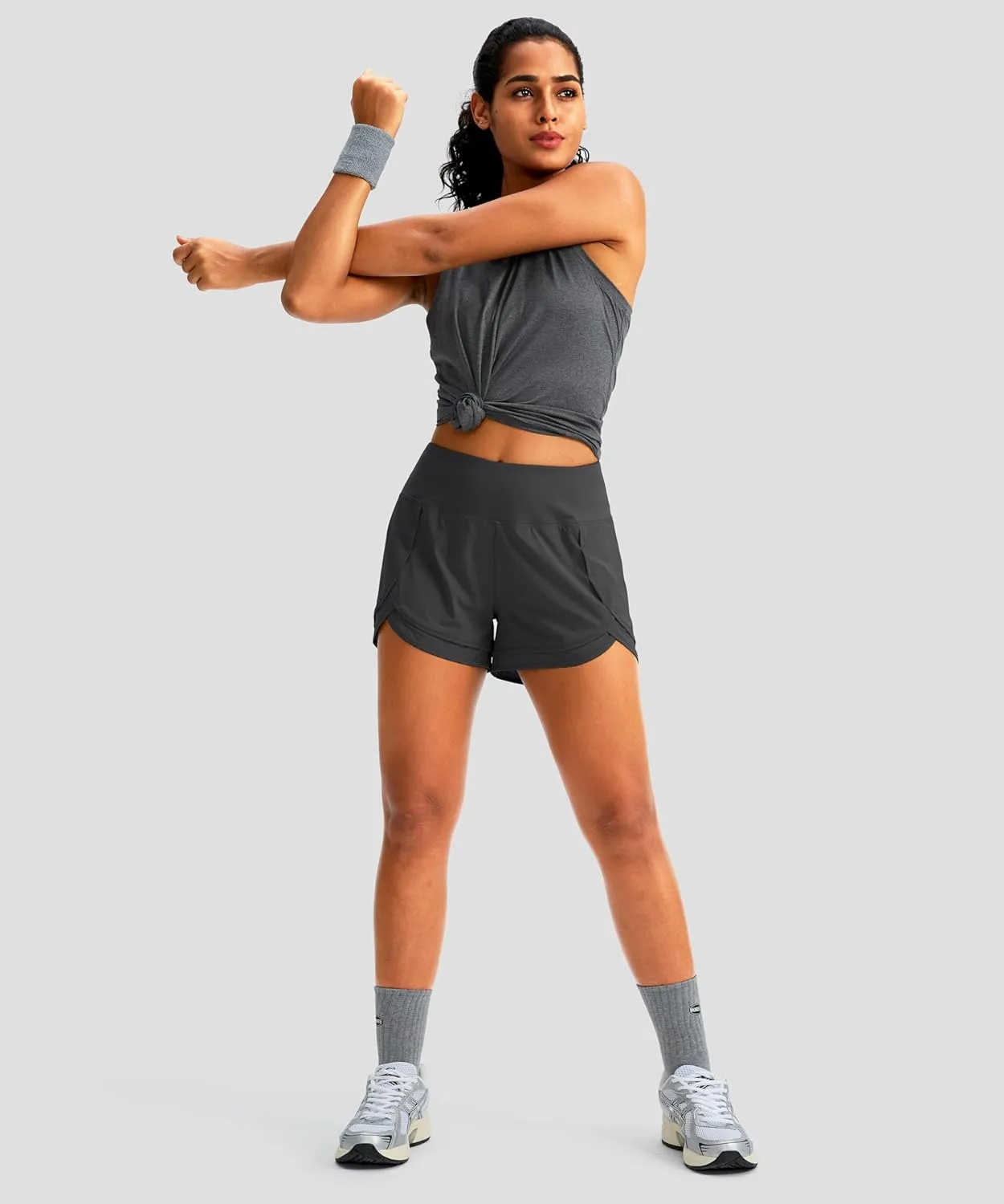 Women's Running Shorts High Waisted Quick-Dry 3 Inch Gym Workout Athletic Shorts for Women with Zipper Pocket