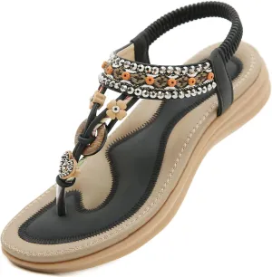 Womens Sandals Comfortable Dressy with Elastic Ankle Strap