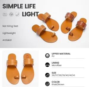 Women's Sandals Comfortable Open Toed Flat Sandals PU Beach Slippers