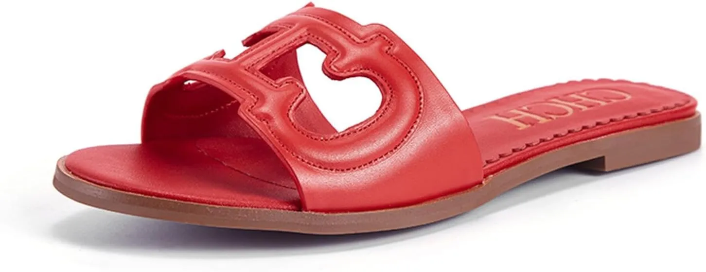Women's Sandals Comfortable Open Toed Flat Slippers Beach Vacation Sandals Hollowed Out Design