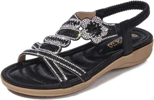 Womens Sandals Summer Dressy Flat Sandals Casual Comfortable Beach Bohemian Sandal Flat Shoes