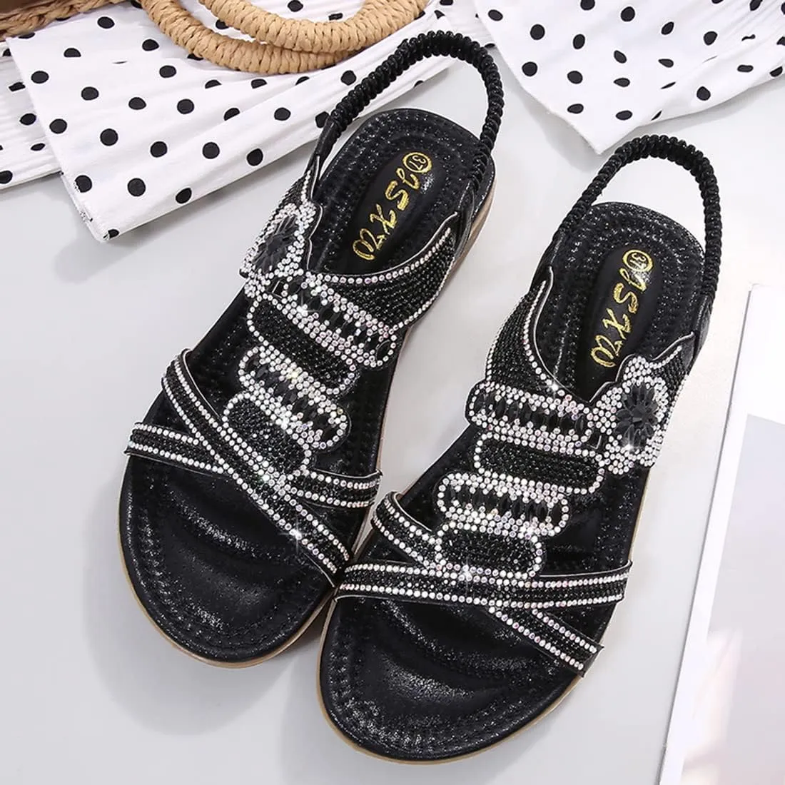 Womens Sandals Summer Dressy Flat Sandals Casual Comfortable Beach Bohemian Sandal Flat Shoes