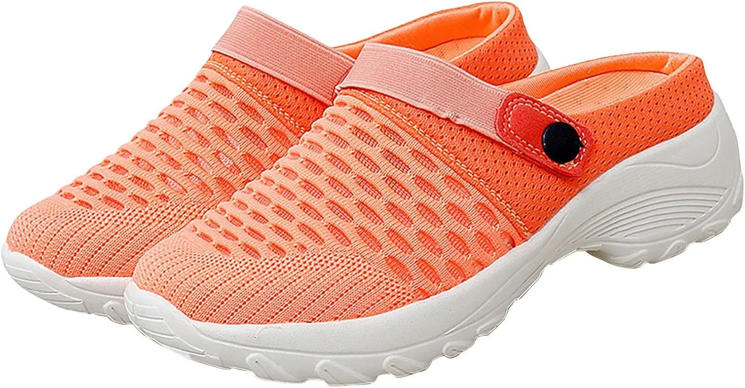 Womens Slip-on Walking Shoes,Orthopedic Diabetic Knit Mesh Breathable Casual Shoes with Arch Support Summer Outdoor Non-Slip Platform Sneakers Sandals