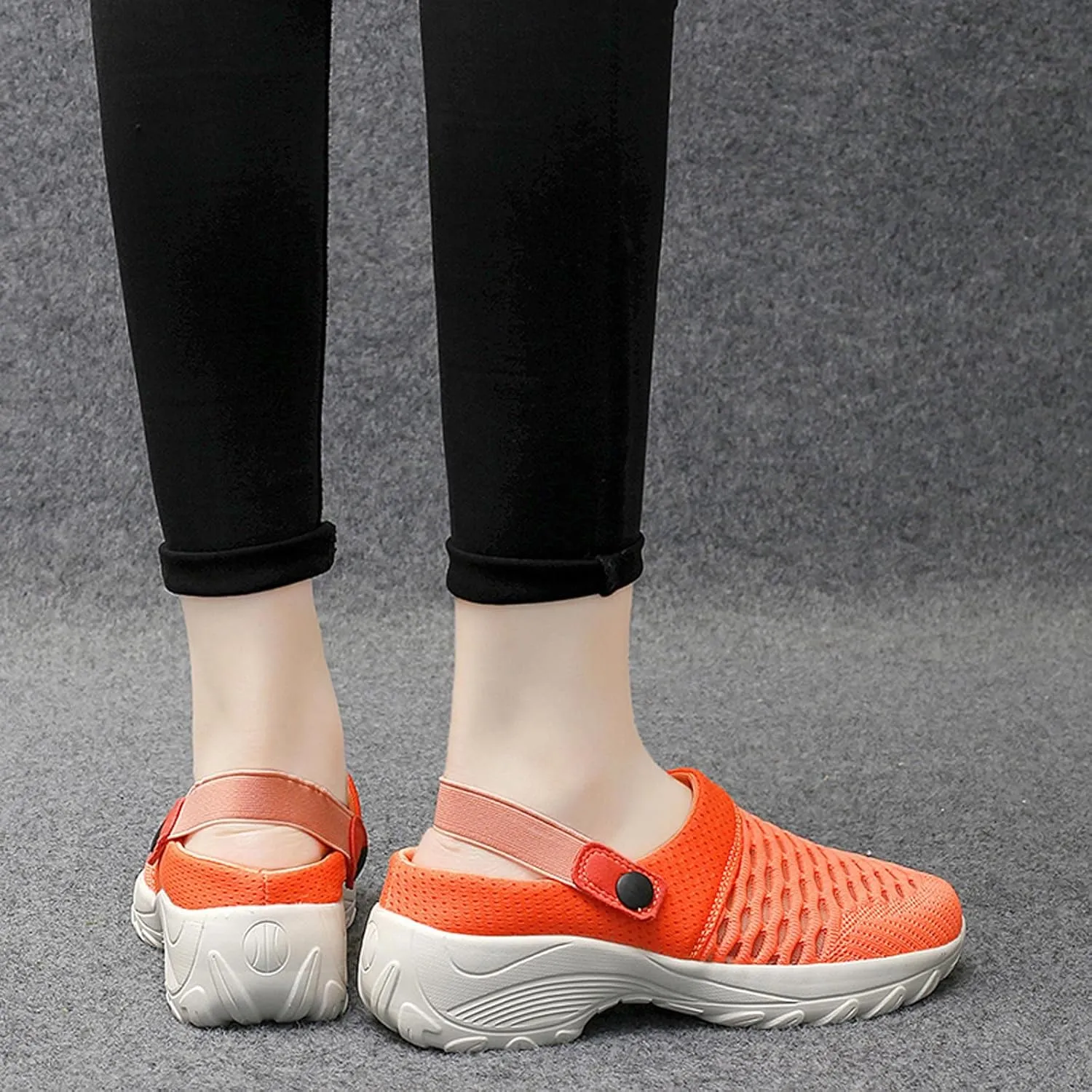 Womens Slip-on Walking Shoes,Orthopedic Diabetic Knit Mesh Breathable Casual Shoes with Arch Support Summer Outdoor Non-Slip Platform Sneakers Sandals