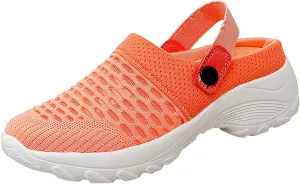 Womens Slip-on Walking Shoes,Orthopedic Diabetic Knit Mesh Breathable Casual Shoes with Arch Support Summer Outdoor Non-Slip Platform Sneakers Sandals