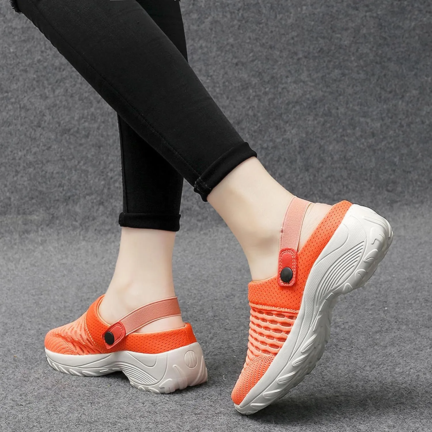 Womens Slip-on Walking Shoes,Orthopedic Diabetic Knit Mesh Breathable Casual Shoes with Arch Support Summer Outdoor Non-Slip Platform Sneakers Sandals