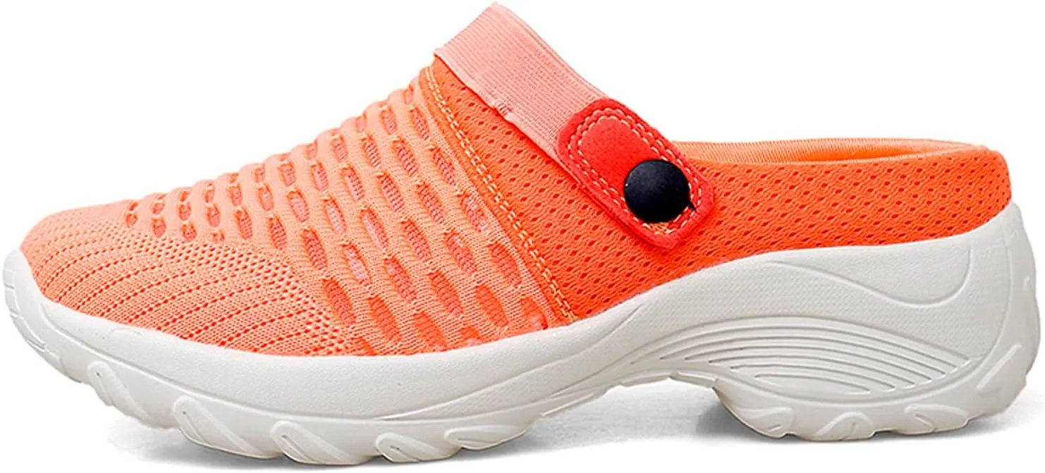 Womens Slip-on Walking Shoes,Orthopedic Diabetic Knit Mesh Breathable Casual Shoes with Arch Support Summer Outdoor Non-Slip Platform Sneakers Sandals