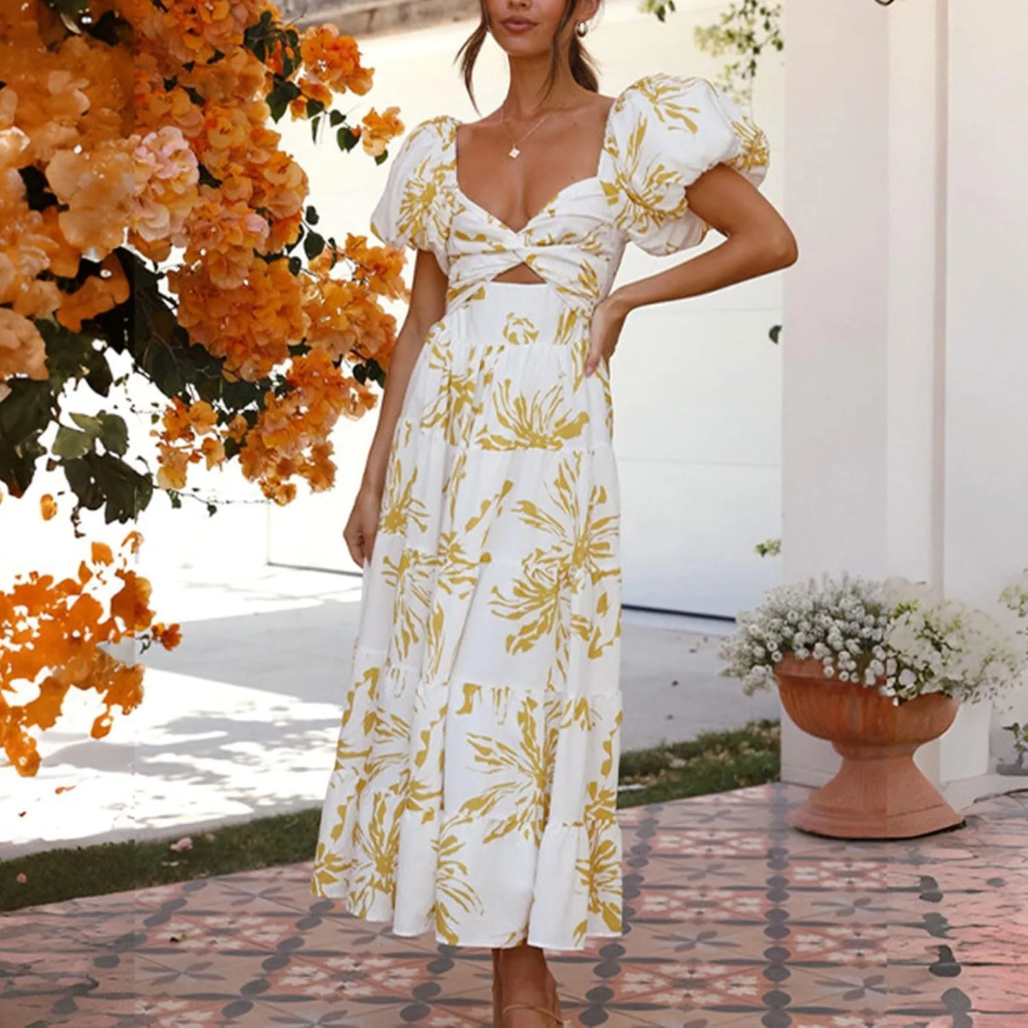 Womens Summer Vacation Dresses 2024 Trendy Bohemian Dresses Casual Long Maxi Dress Sexy Strapless Dresses