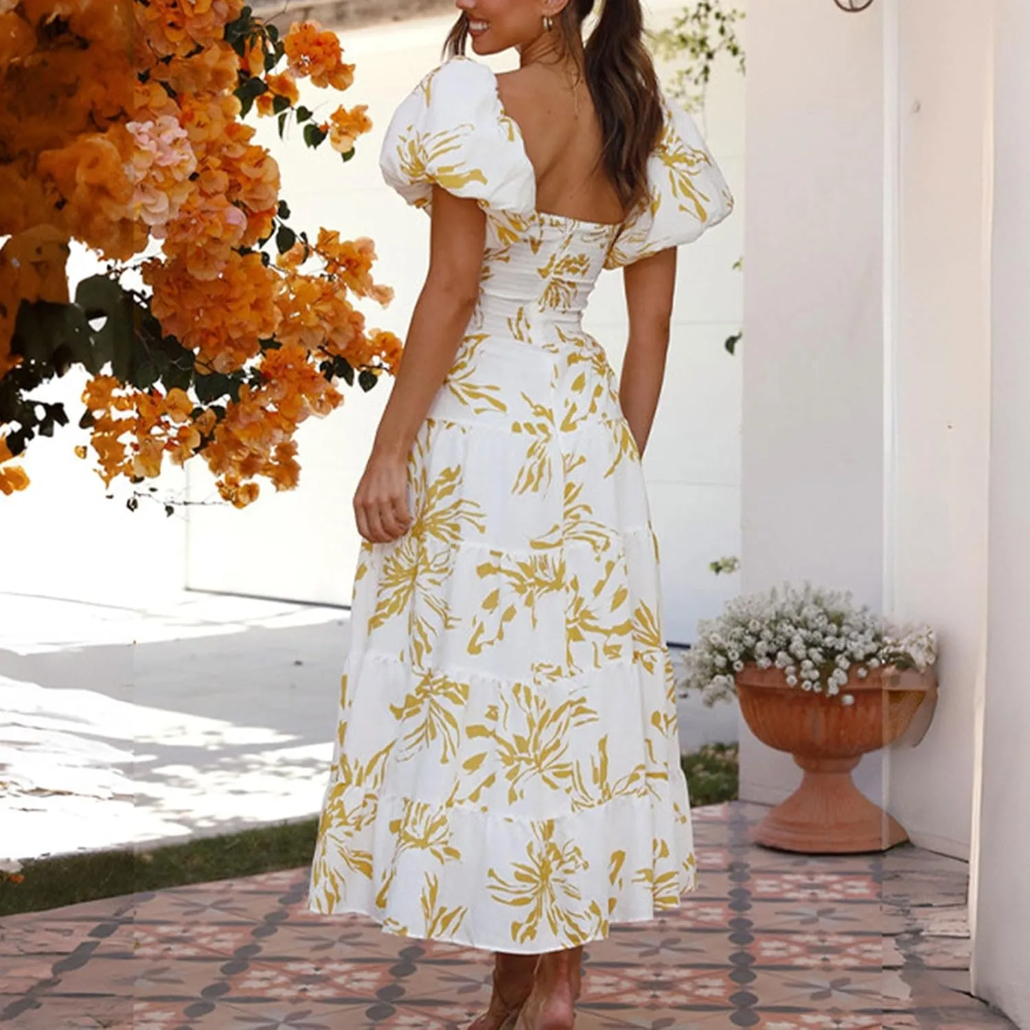 Womens Summer Vacation Dresses 2024 Trendy Bohemian Dresses Casual Long Maxi Dress Sexy Strapless Dresses