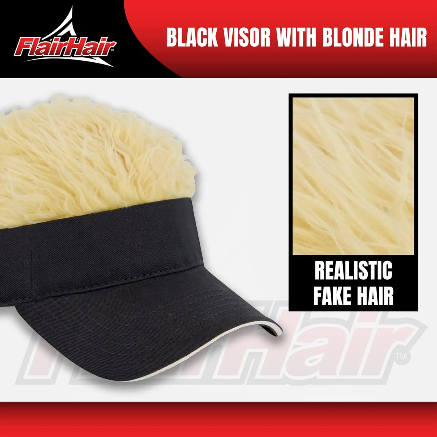 Women's Sun Visor Cap with Fake Hair, Adjustable Baseball Hat