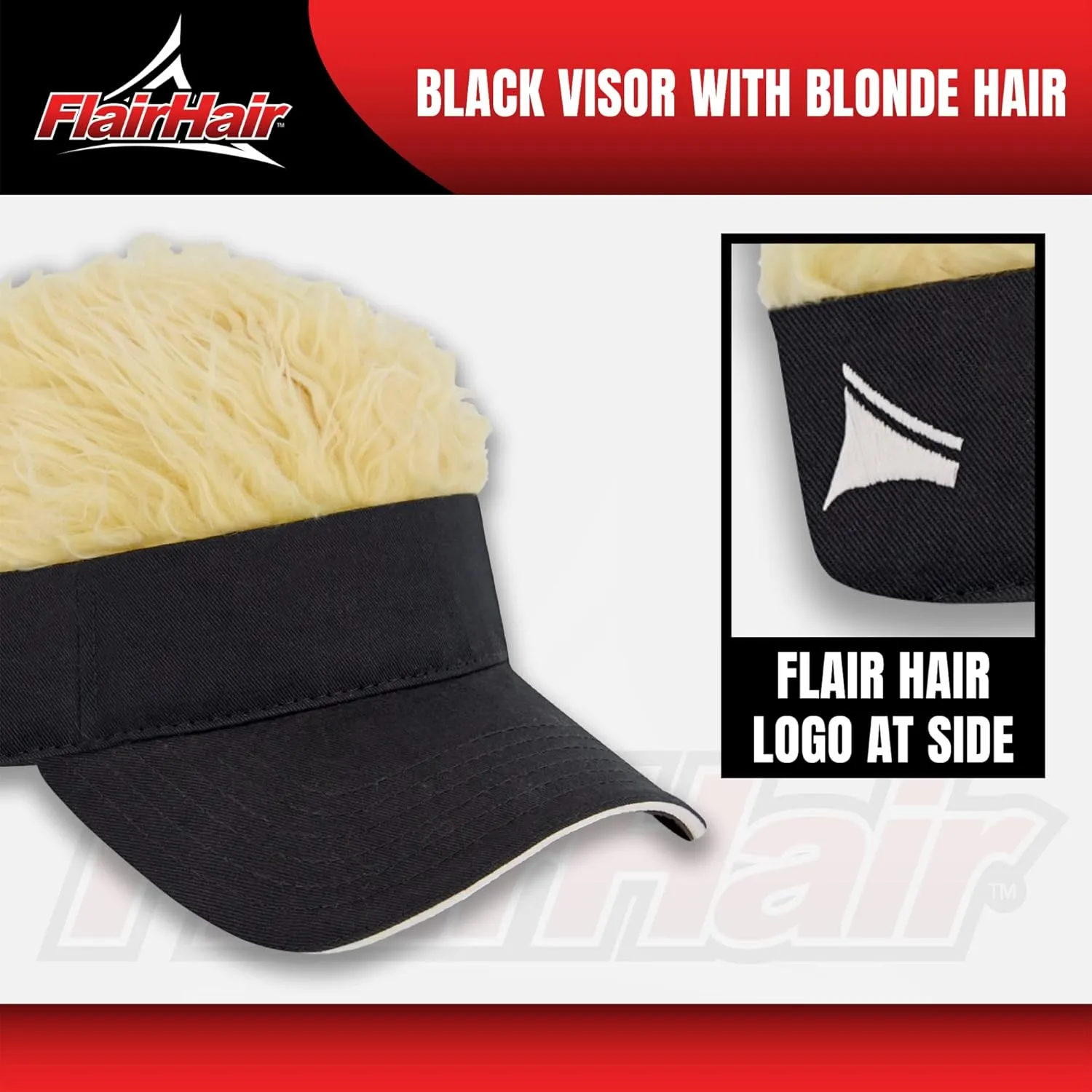 Women's Sun Visor Cap with Fake Hair, Adjustable Baseball Hat