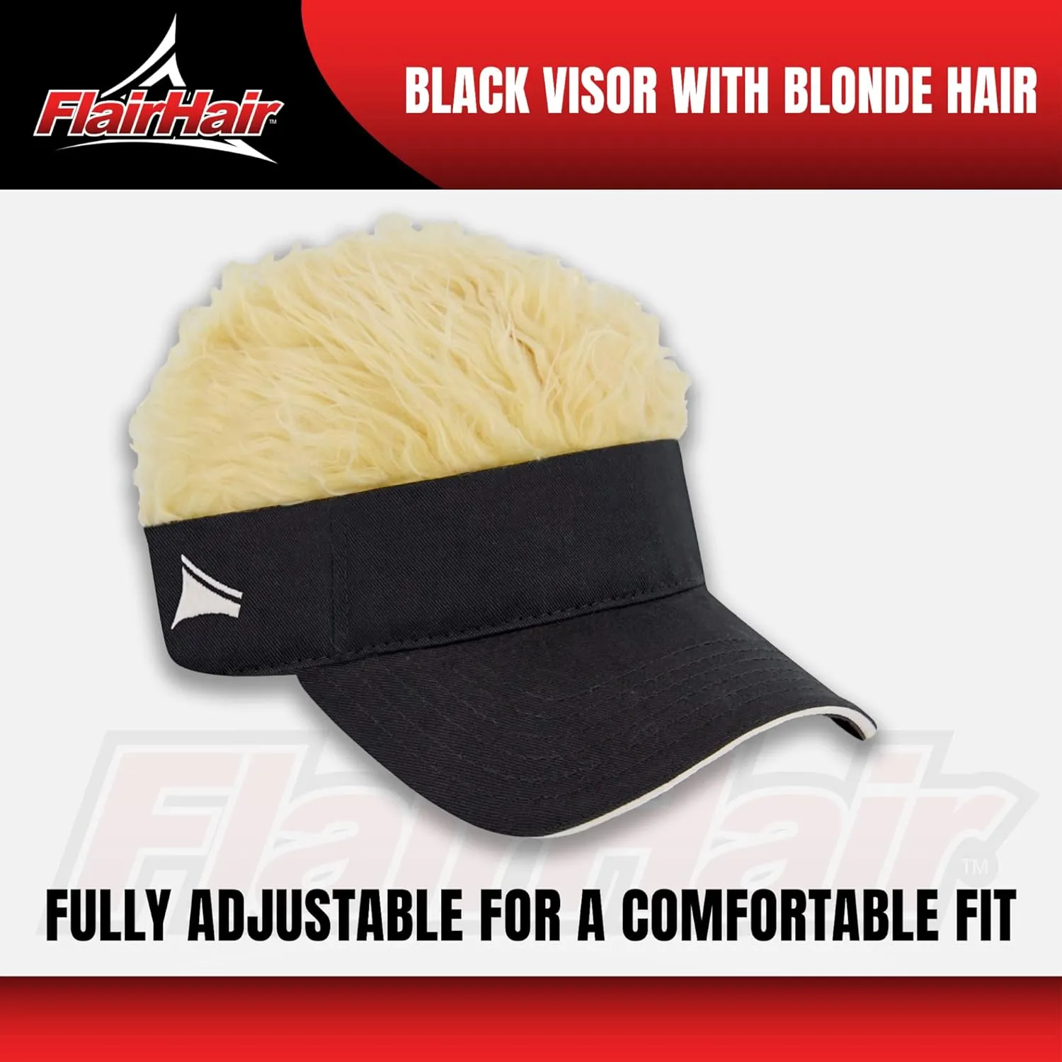 Women's Sun Visor Cap with Fake Hair, Adjustable Baseball Hat