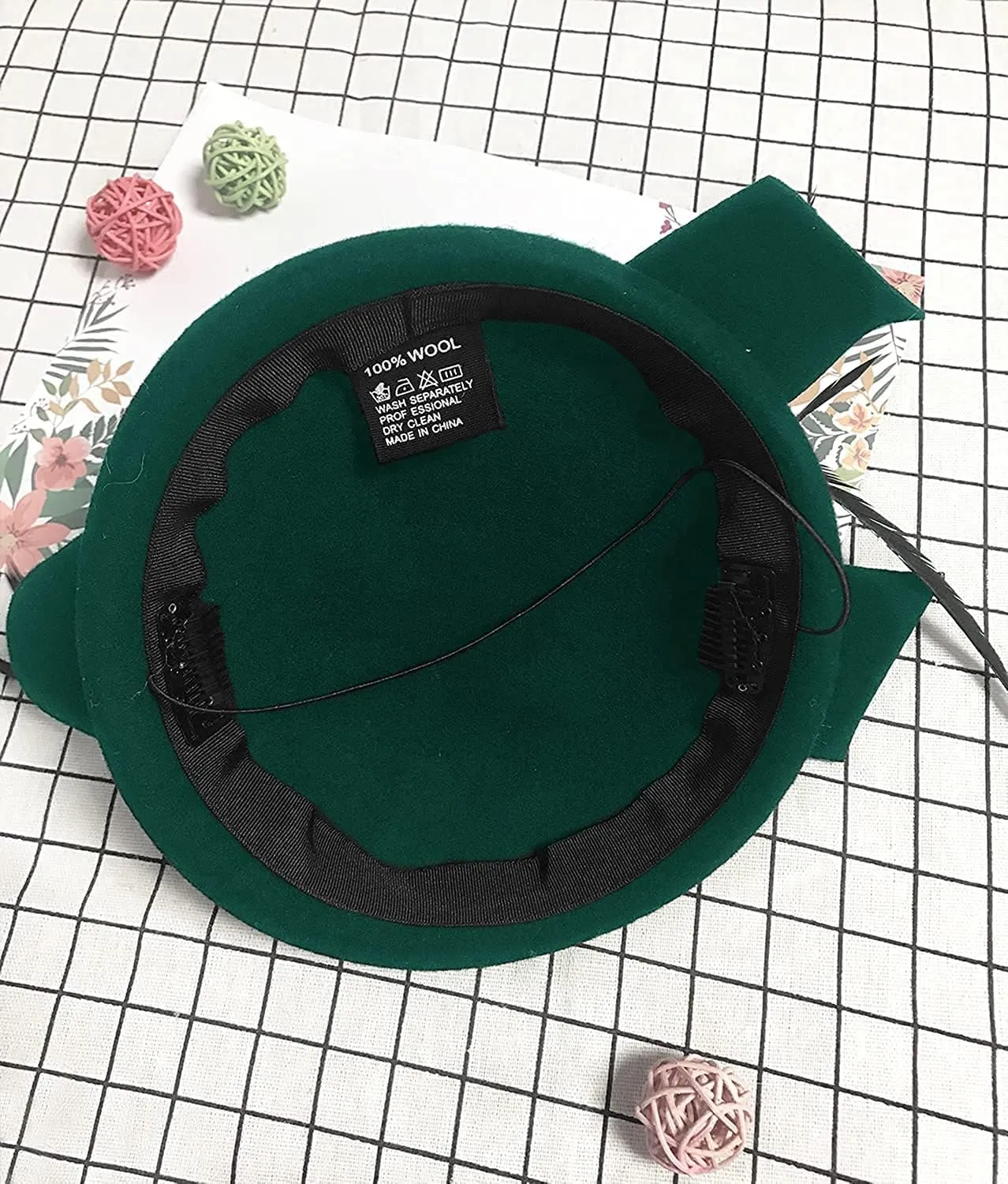 Women's Vintage 100% Wool Felt Cloche Bucket Bowler Hat Winter Vintage Bow Fedoras Church Fascinator