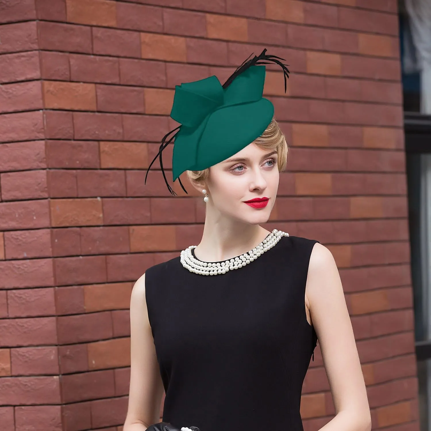 Women's Vintage 100% Wool Felt Cloche Bucket Bowler Hat Winter Vintage Bow Fedoras Church Fascinator
