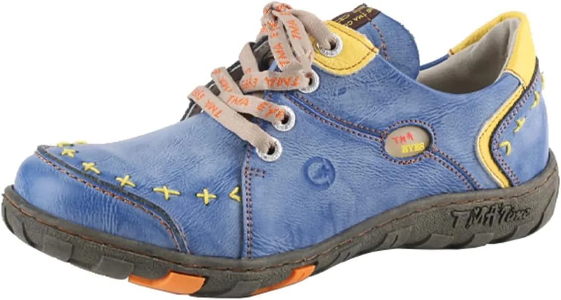Women's Vintage Washed Leather Lace-up Walking Shoes Comfortable Flat Sneaker