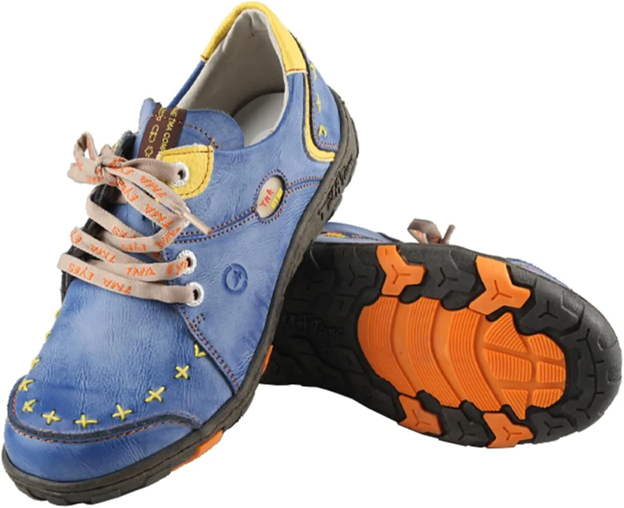 Women's Vintage Washed Leather Lace-up Walking Shoes Comfortable Flat Sneaker