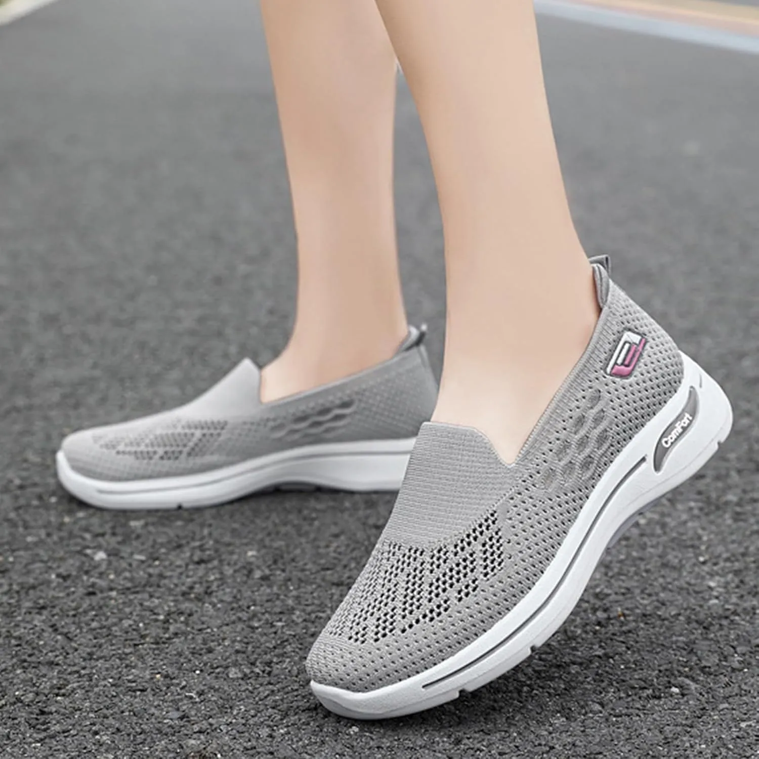 Womens Walking Shoes Comfortable Casual Ladies Athletic Shoes Casual Slip on Shoe Summer Running Sneakers Comfortable Breathable Non Slip Work Sneakers Running Jogging Sneaker