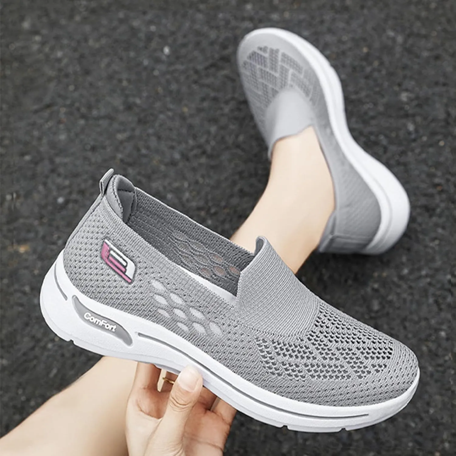 Womens Walking Shoes Comfortable Casual Ladies Athletic Shoes Casual Slip on Shoe Summer Running Sneakers Comfortable Breathable Non Slip Work Sneakers Running Jogging Sneaker