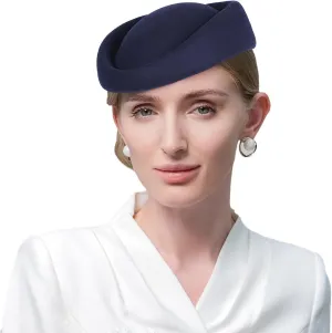 Wool Felt Beret Derby Fascinator Hats for Women Ladies Church Tea Party Formal Wedding Pillbox Hat