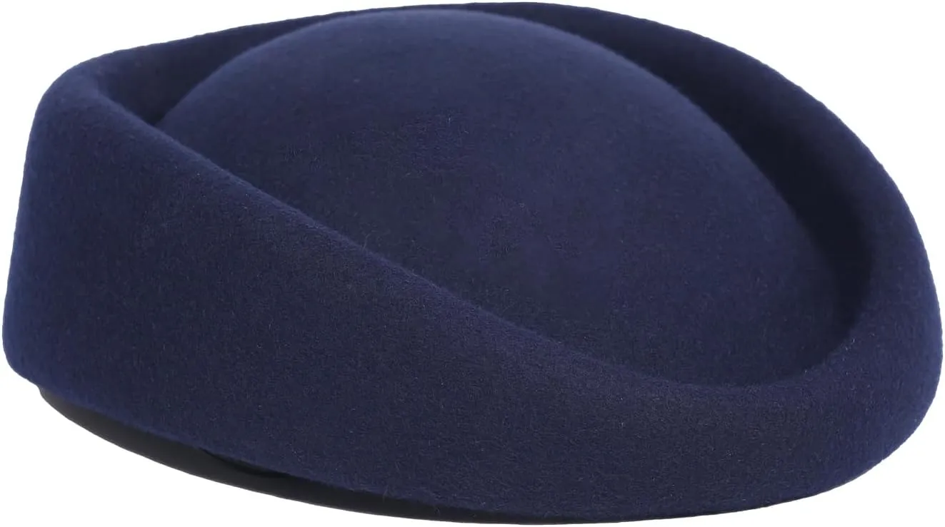 Wool Felt Beret Derby Fascinator Hats for Women Ladies Church Tea Party Formal Wedding Pillbox Hat