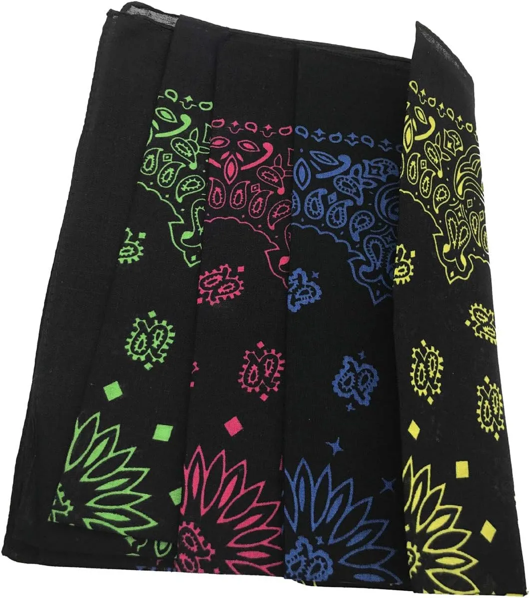 xsby 12 Piece Novelty Bandanas Paisley 100% Cotton Headwear