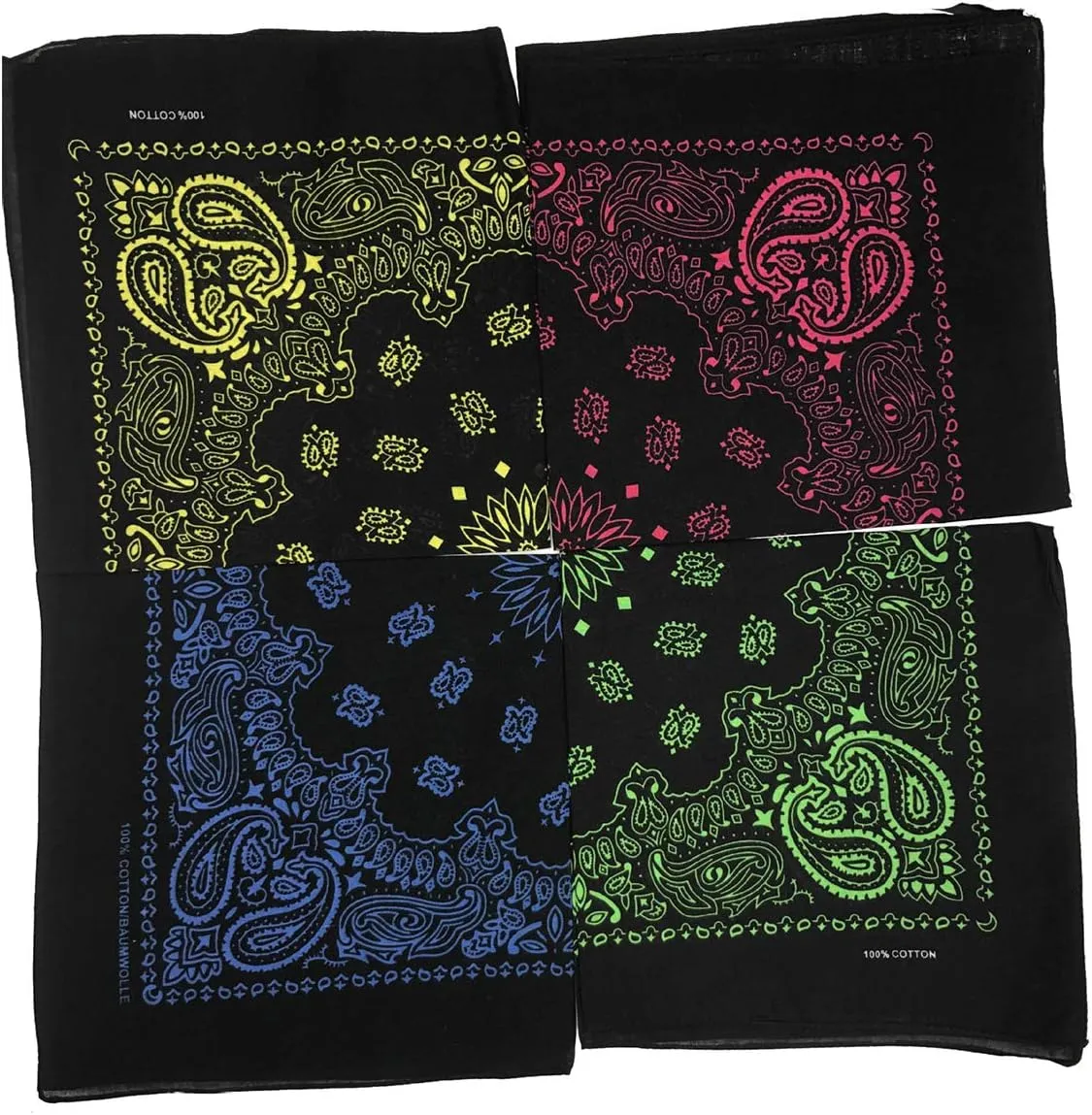 xsby 12 Piece Novelty Bandanas Paisley 100% Cotton Headwear