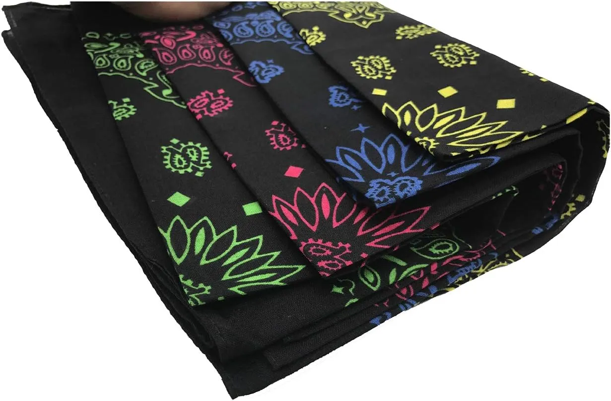 xsby 12 Piece Novelty Bandanas Paisley 100% Cotton Headwear