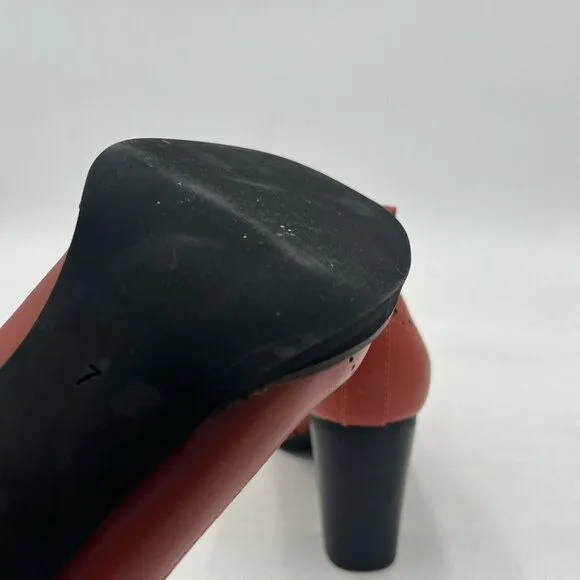 YDN Brown Chunky High Heels Round Toe Oxford Loafer Dress Shoe