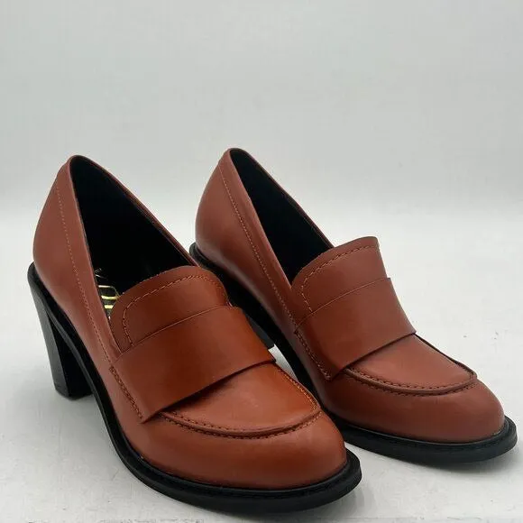 YDN Women Chunky High Heels Round Toe Oxford Loafer Shoes Slip On Office Work