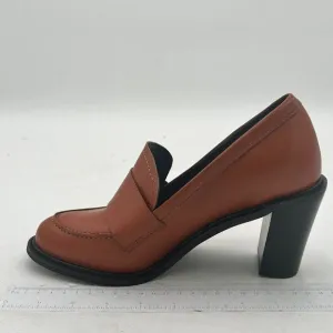 YDN Women Chunky High Heels Round Toe Oxford Loafer Shoes Slip On Office Work