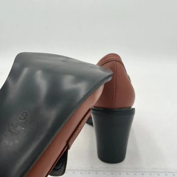 YDN Women Chunky High Heels Round Toe Oxford Loafer Shoes Slip On Office Work