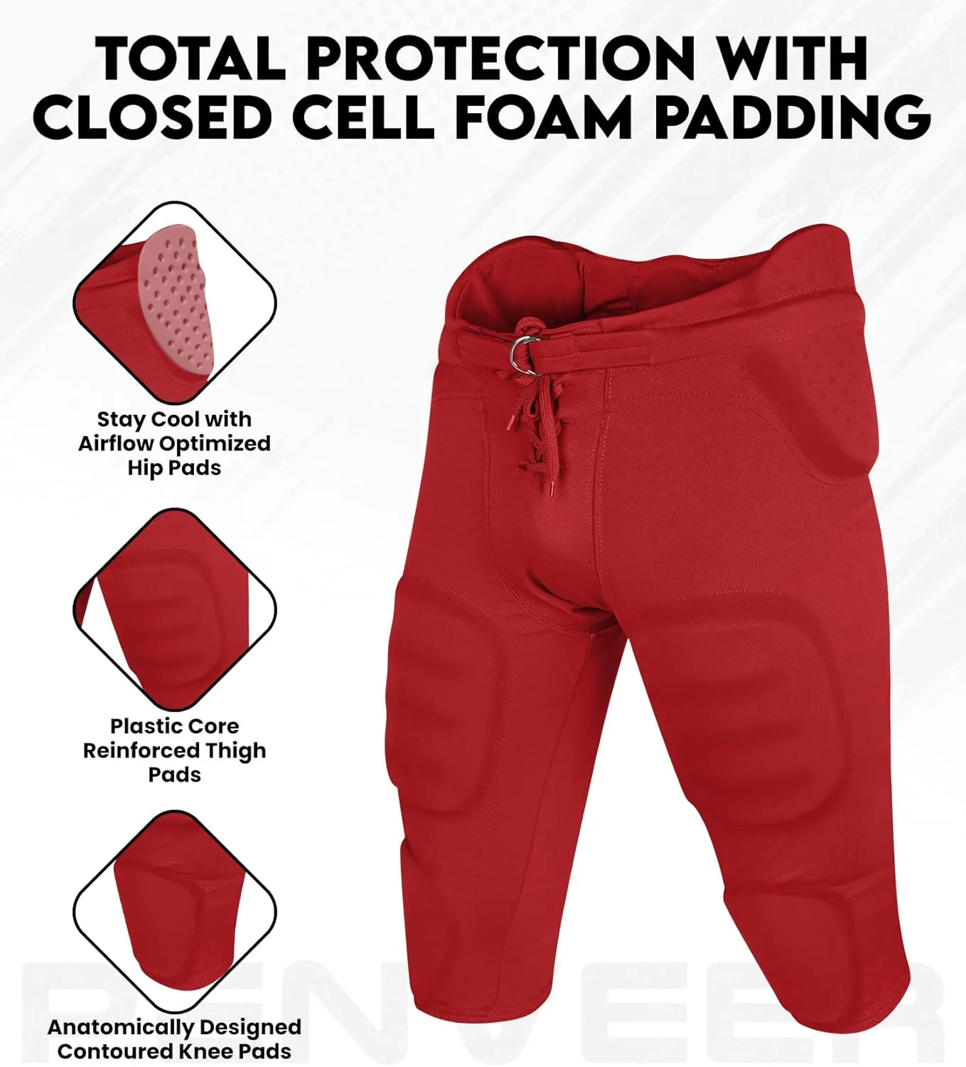 Youth Football Pants - Safety Integrated Comfortable Youth Football Practice Pants for Boys