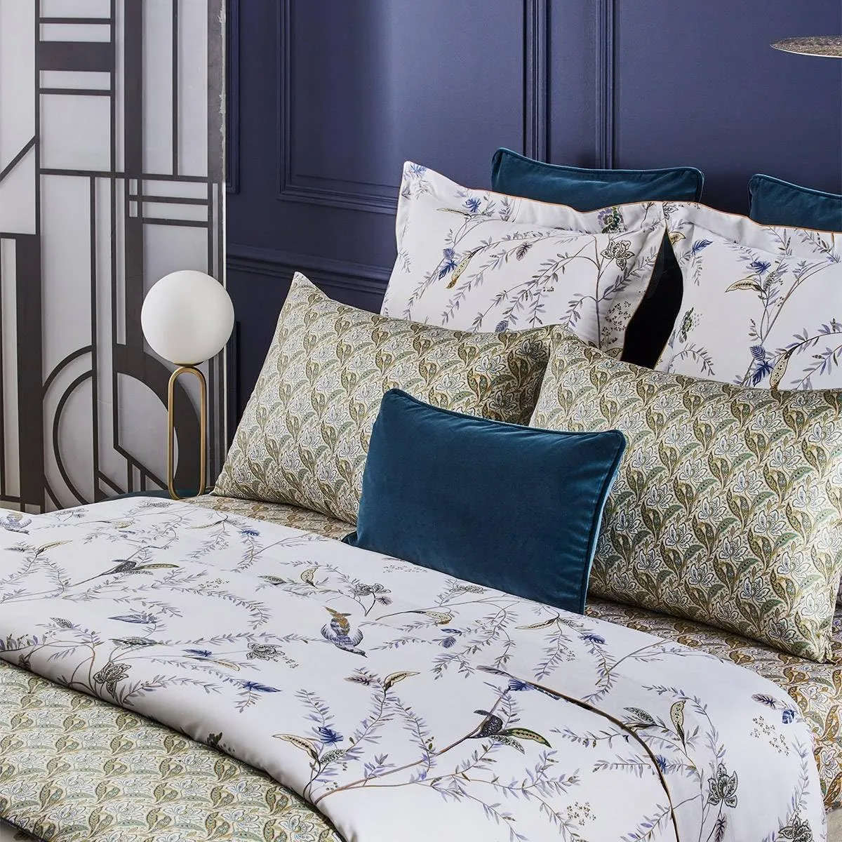 Yves Delorme Grimani Multicolor Full/Queen 94 x 116 in Flat Sheet - Extra Soft and Warm Luxury Sheets, 100% Natural Organic French Bed Linens - Breathable and Durable