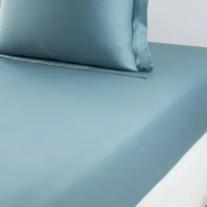 Yves Delorme Triomphe Fjord Queen 63 x 81 in Fitted Sheet - Extra Soft and Warm Luxury Sheets, 100% Natural Organic French Bed Linens - Breathable and Durable