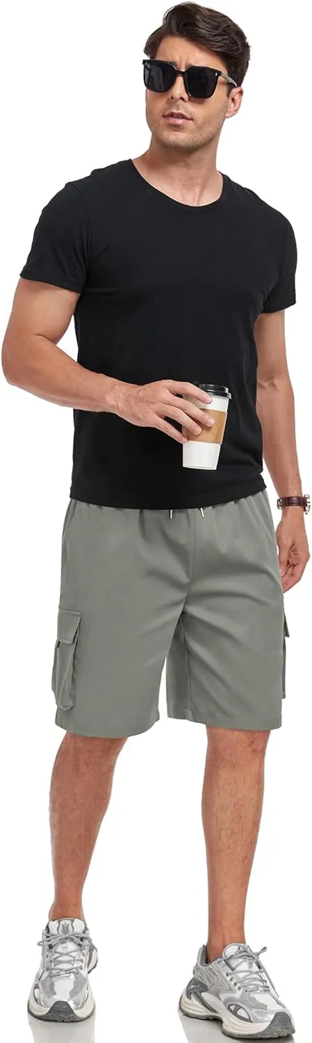 ZAFUL Mens Casual Shorts Flat Pocket Zipper Cargo Shorts Fashion Summer Short Drawstring Outdoor Twill Shorts with 6 Pockets