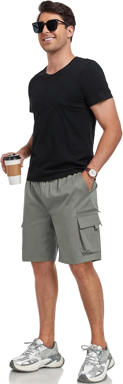 ZAFUL Mens Casual Shorts Flat Pocket Zipper Cargo Shorts Fashion Summer Short Drawstring Outdoor Twill Shorts with 6 Pockets