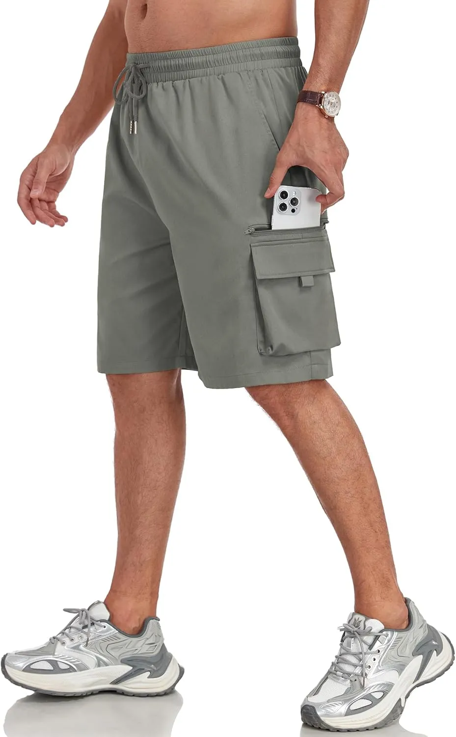 ZAFUL Mens Casual Shorts Flat Pocket Zipper Cargo Shorts Fashion Summer Short Drawstring Outdoor Twill Shorts with 6 Pockets