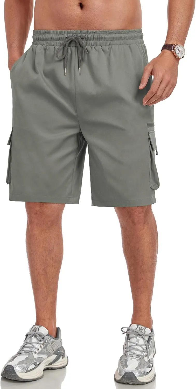 ZAFUL Mens Casual Shorts Flat Pocket Zipper Cargo Shorts Fashion Summer Short Drawstring Outdoor Twill Shorts with 6 Pockets